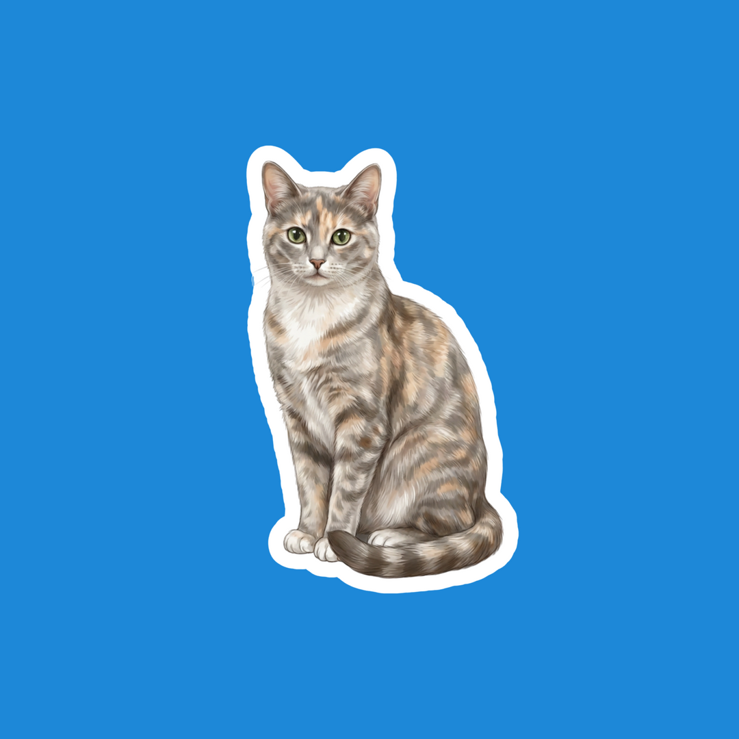 Dilute Tortoiseshell Grey and Cream Cat Watercolor Fridge Magnet – Designs by Mysh