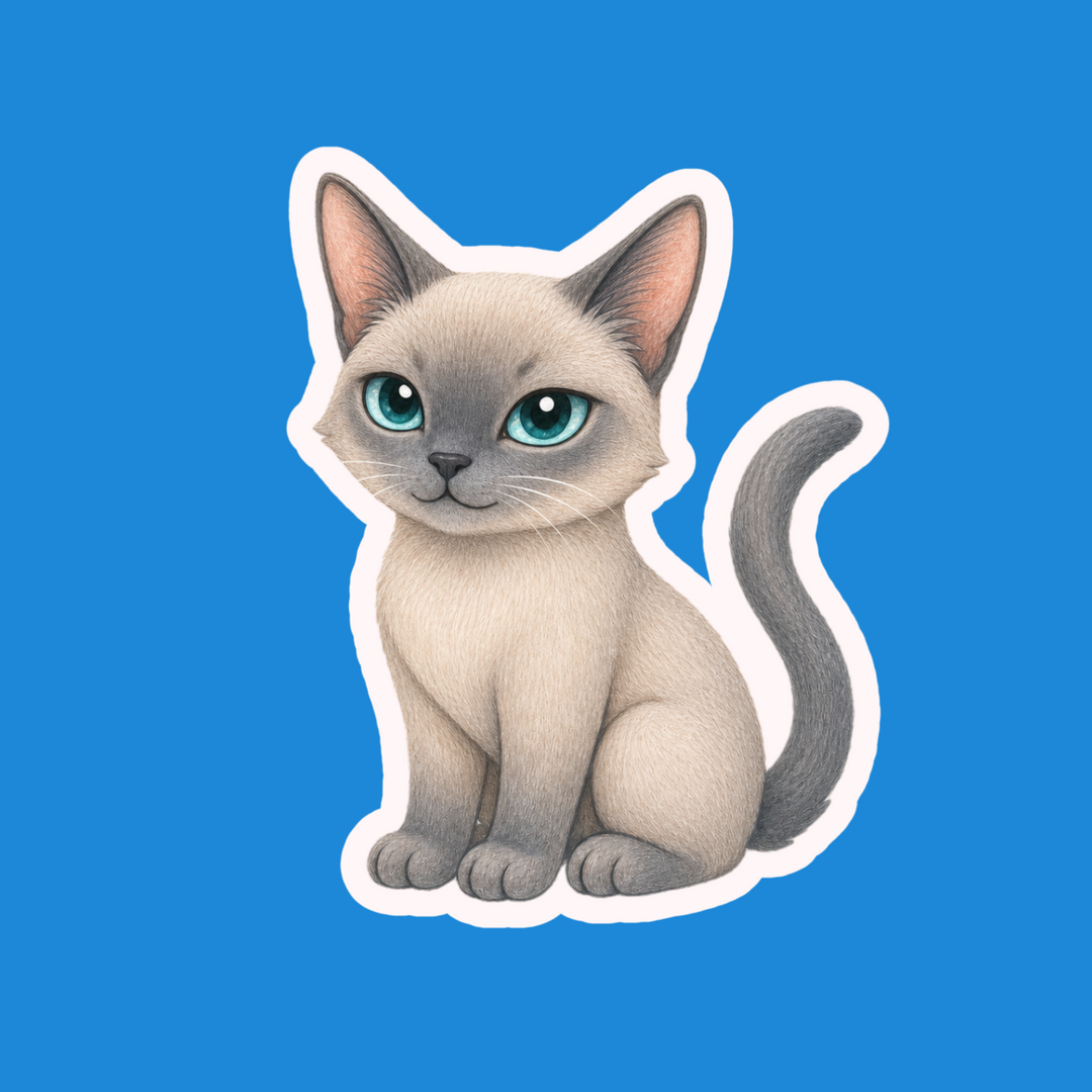 Tonkinese Blue Mink Cat Kawaii Vinyl Sticker – Designs by Mysh