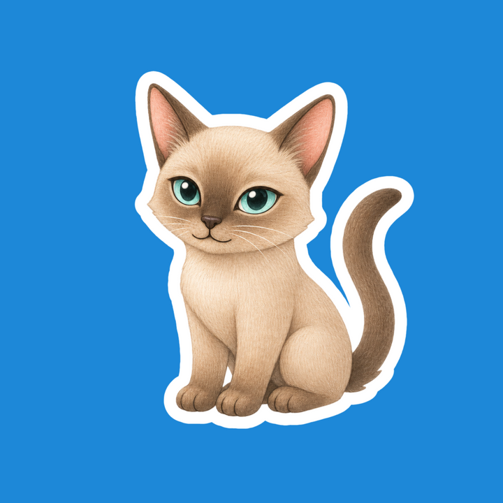 Tonkinese Champagne Mink Cat Kawaii Vinyl Sticker – Designs by Mysh