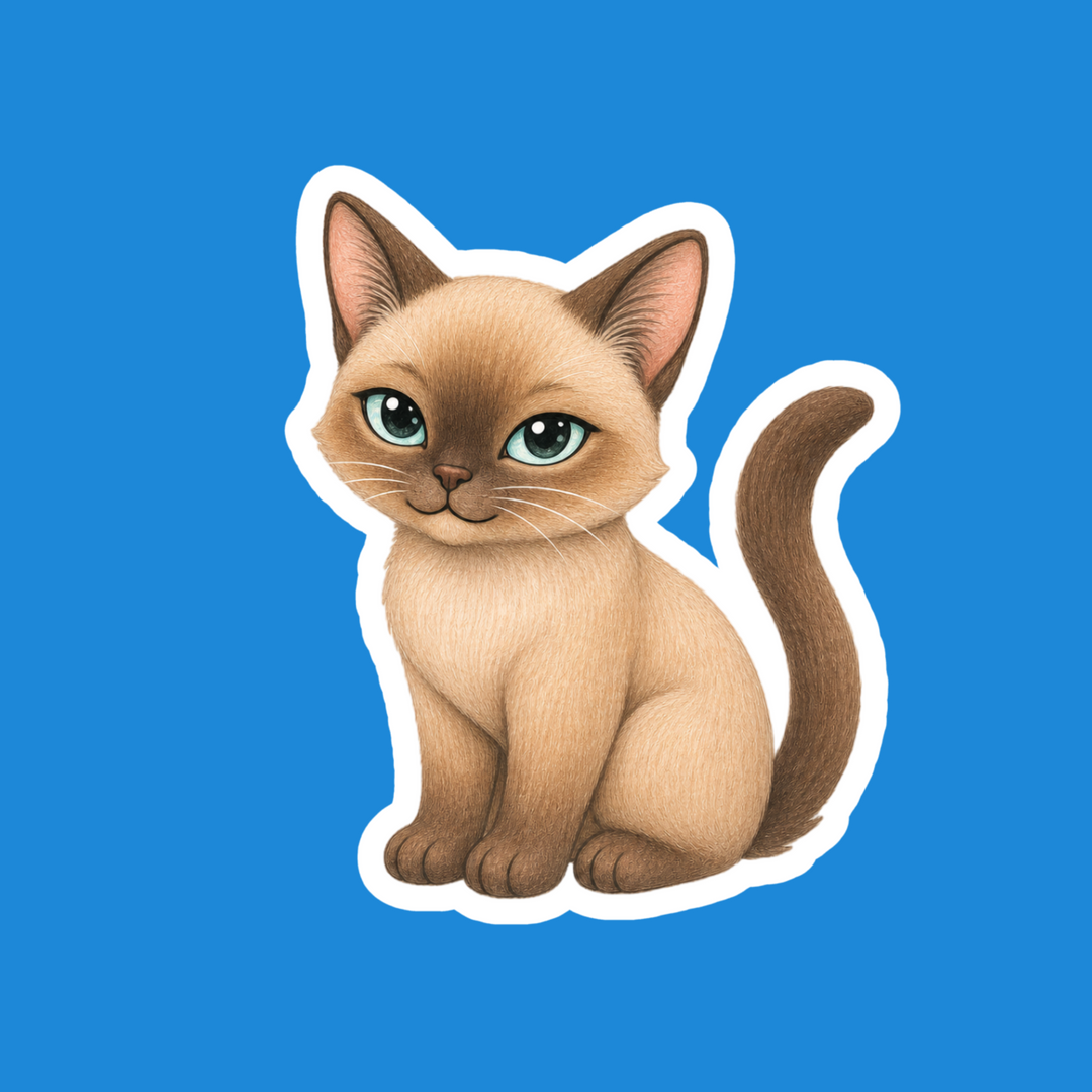 Tonkinese Natural Mink Cat Kawaii Vinyl Sticker – Designs by Mysh