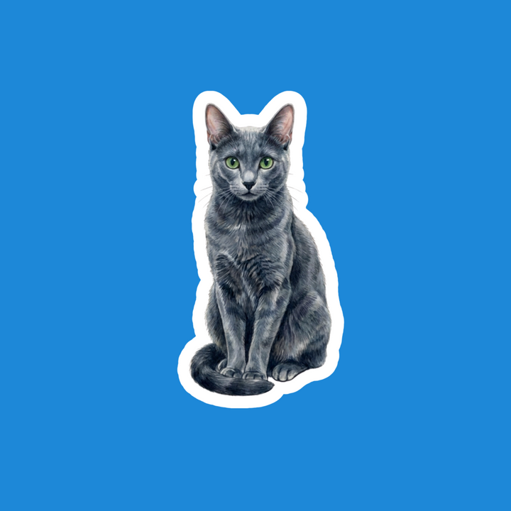 Russian Blue Darkening Blue-Gray Cat Fridge Magnet | Watercolor Art