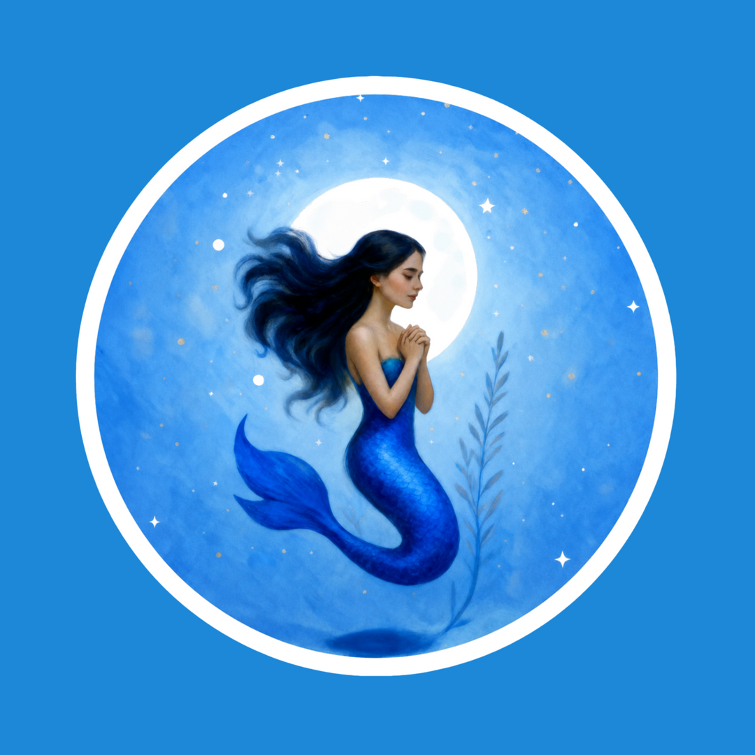 Enchanted Moonlight Mermaid Sticker – 3" Die-Cut Water-Resistant Vinyl Sticker – Magical Fantasy Art – Laminated Aesthetic Sticker for Journals &amp; Gifts