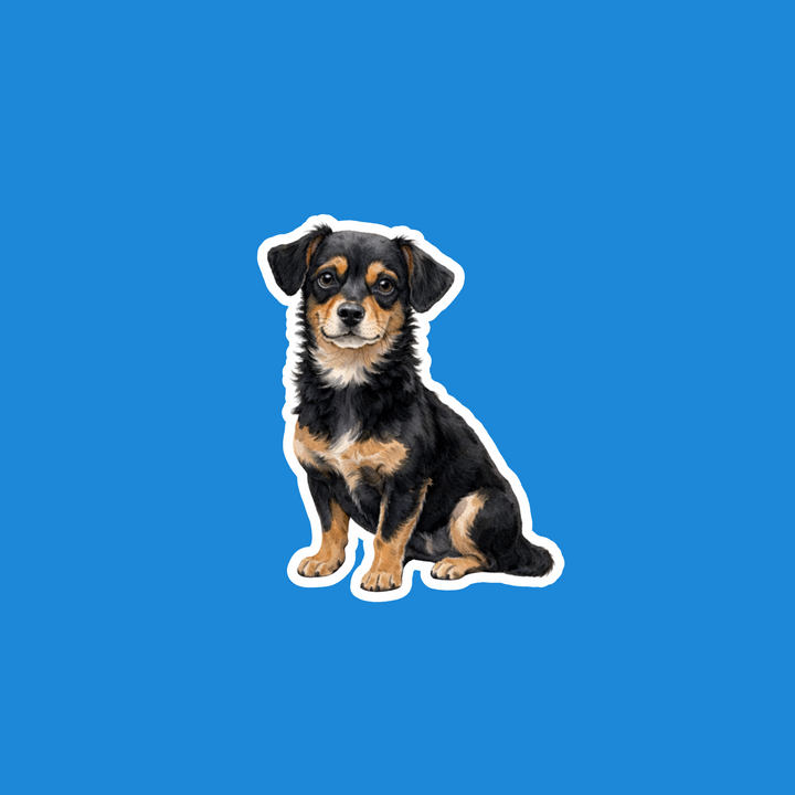 Dog sticker on a blue background