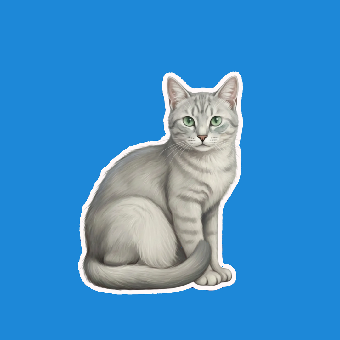 Russian Blue Cat Watercolor Vinyl Sticker - Designs by Mysh