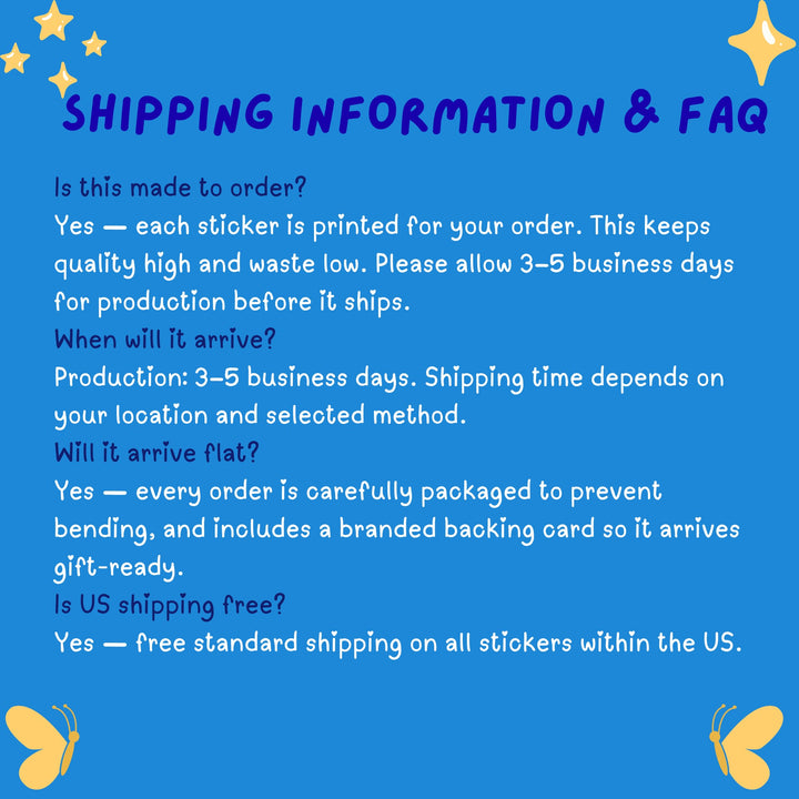 Vinyl Sticker Shipping Information &amp; FAQ - Designs by Mysh