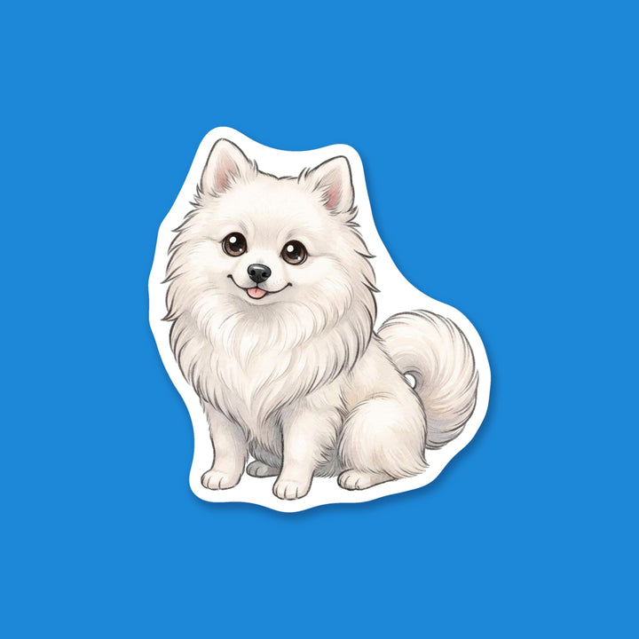 Volpino Italiano White kawaii die-cut vinyl sticker