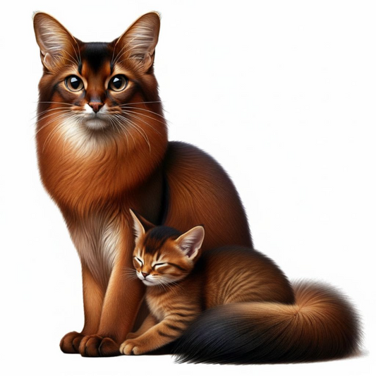 Somali Cat and Kitten Vinyl Sticker | Watercolor Cat Art | Cute Cat Lover Gift | 3” Water-Resistant Vinyl - Designs by Mysh