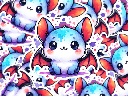 Kawaii Bat Sticker, Cute Watercolor Halloween Bat Decal, Spooky Cute Animal Vinyl, Gothic Fall Aesthetic Sticker