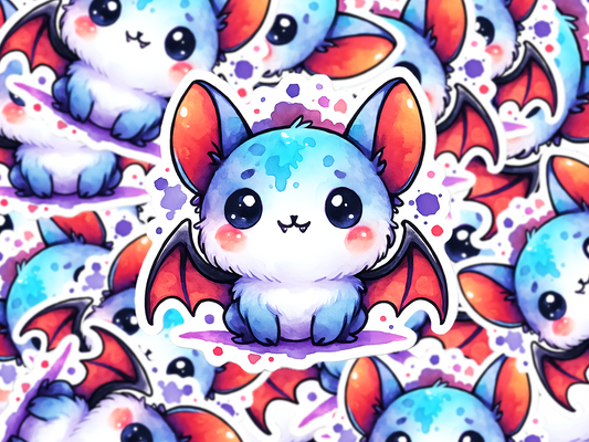 Kawaii Bat Sticker, Cute Watercolor Halloween Bat Decal, Spooky Cute Animal Vinyl, Gothic Fall Aesthetic Sticker