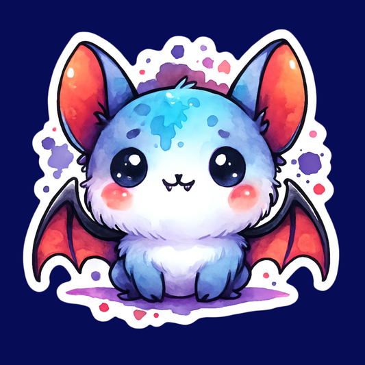 Colorful cartoon bat with a white background