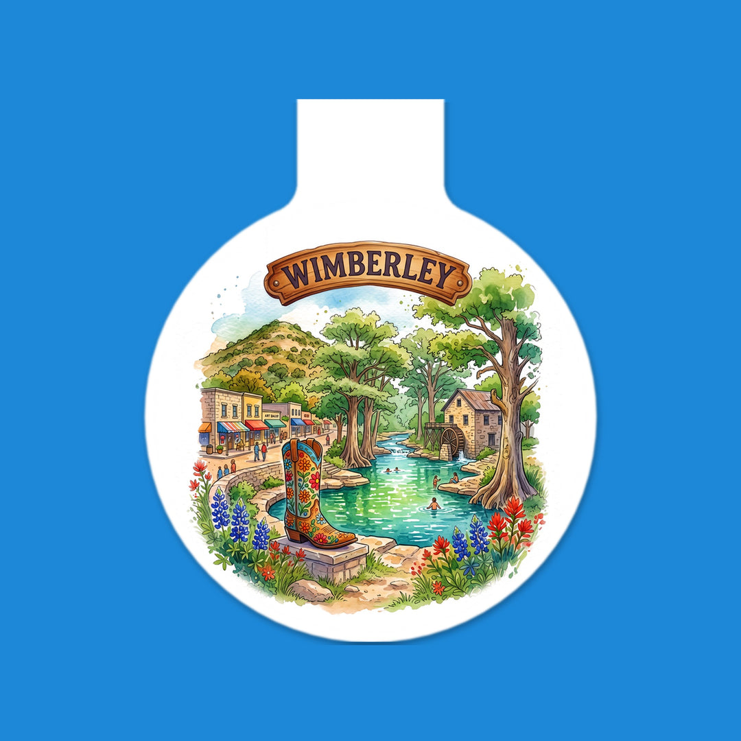 Wimberley, Texas watercolor magnetic bookmark with bluebonnets – Designs by Mysh