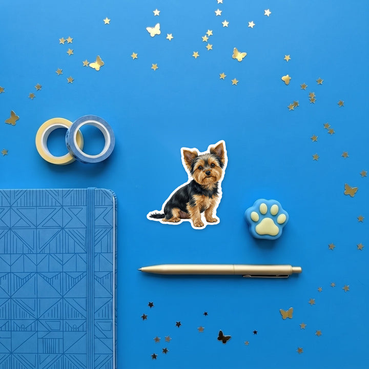Yorkshire Terrier Black and Tan magnet flat lay with stationery