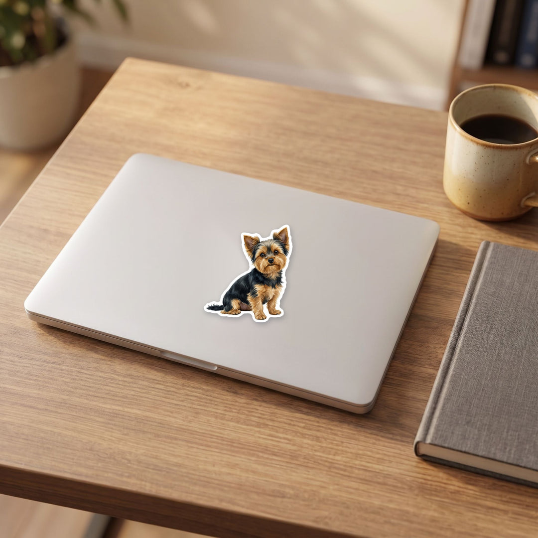 Yorkshire Terrier Black and Tan sticker on a laptop