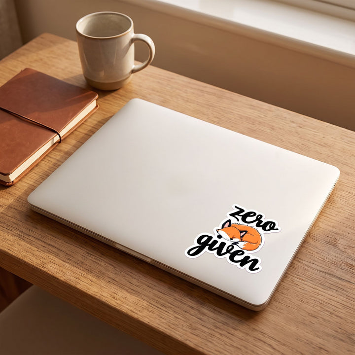 Zero Fox Given matte vinyl sticker on a laptop lid – Designs by Mysh