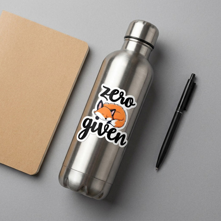 Zero Fox Given matte vinyl sticker on a stainless water bottle – Designs by Mysh