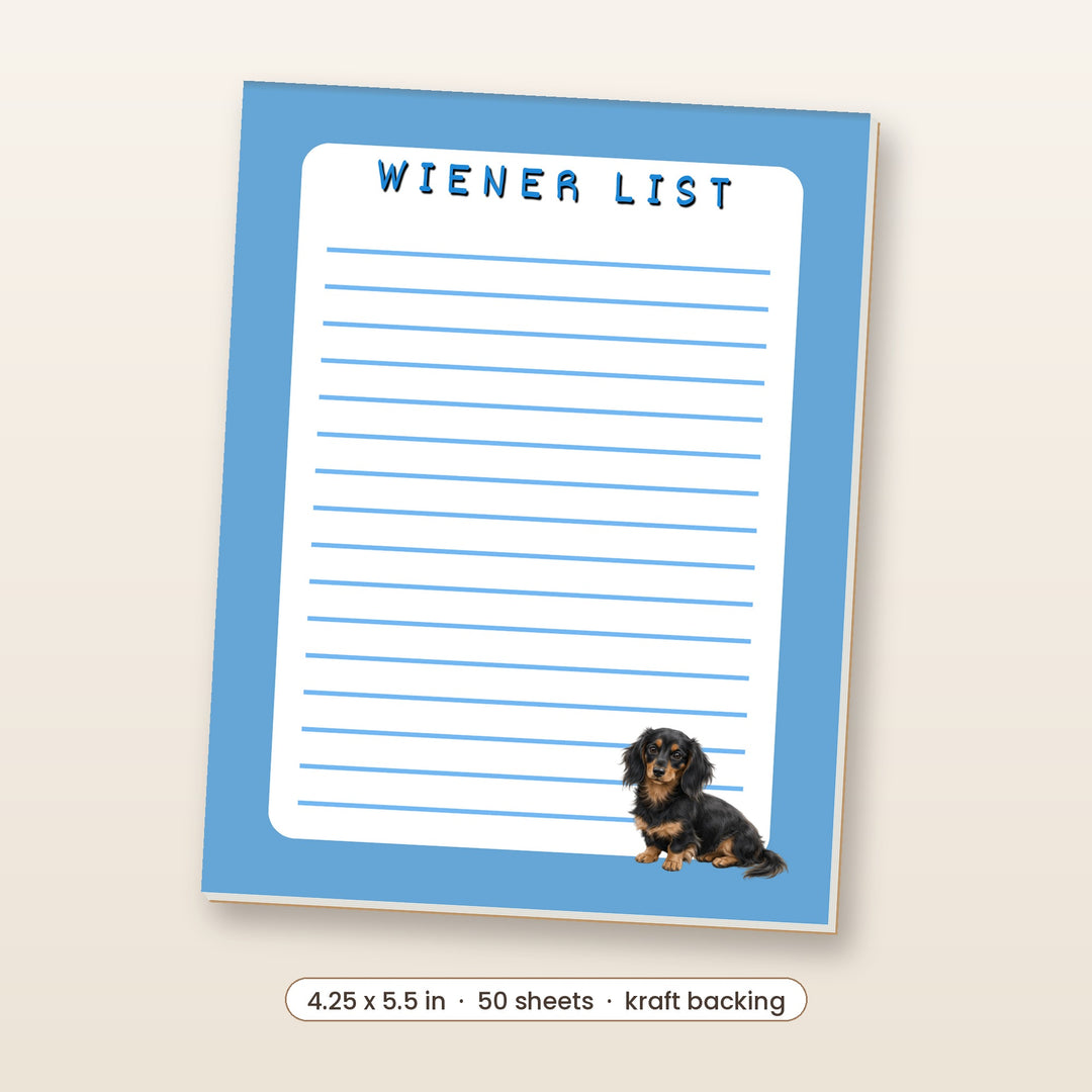 Black and Tan Longhair Dachshund watercolor notepad, 4.25 x 5.5 inch, 50 sheets