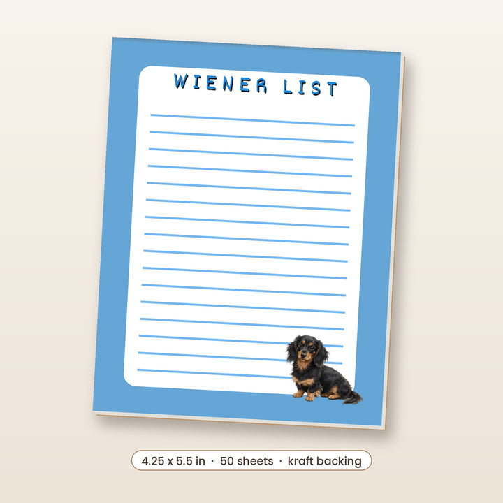 Black and Tan Longhair Dachshund watercolor notepad, 4.25 x 5.5 inch, 50 sheets
