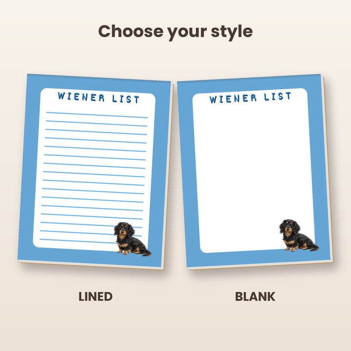 Black and Tan Longhair Dachshund notepad in lined and blank styles