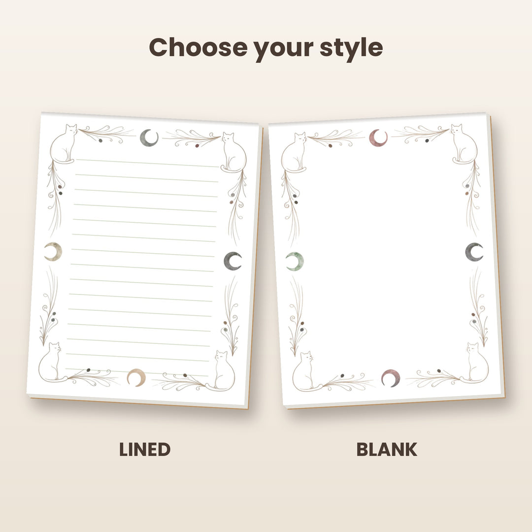 Celestial cat notepad in lined and blank styles