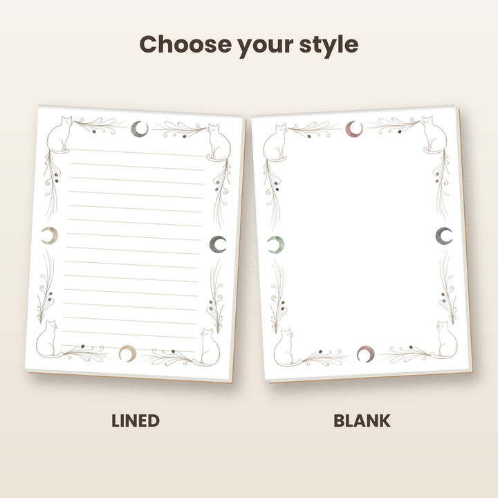 Celestial cat notepad in lined and blank styles