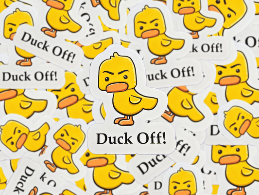 Duck Off Funny Sticker, Angry Duck Vinyl Decal, Sarcastic Animal Sticker, Cute Rude Humor Gift for Laptop or Water Bottle