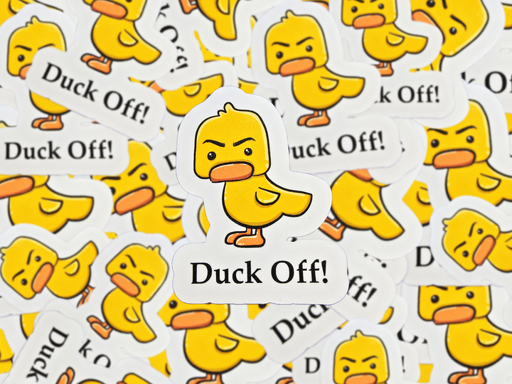 Duck Off Funny Sticker, Angry Duck Vinyl Decal, Sarcastic Animal Sticker, Cute Rude Humor Gift for Laptop or Water Bottle - Designs by Mysh