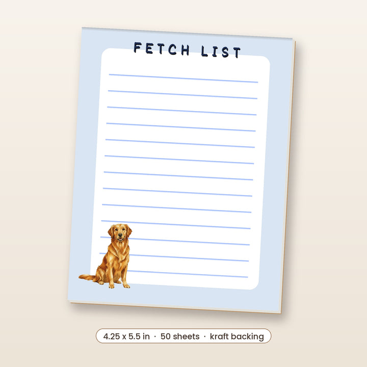 Golden Retriever watercolor notepad, 4.25 x 5.5 inch, 50 sheets