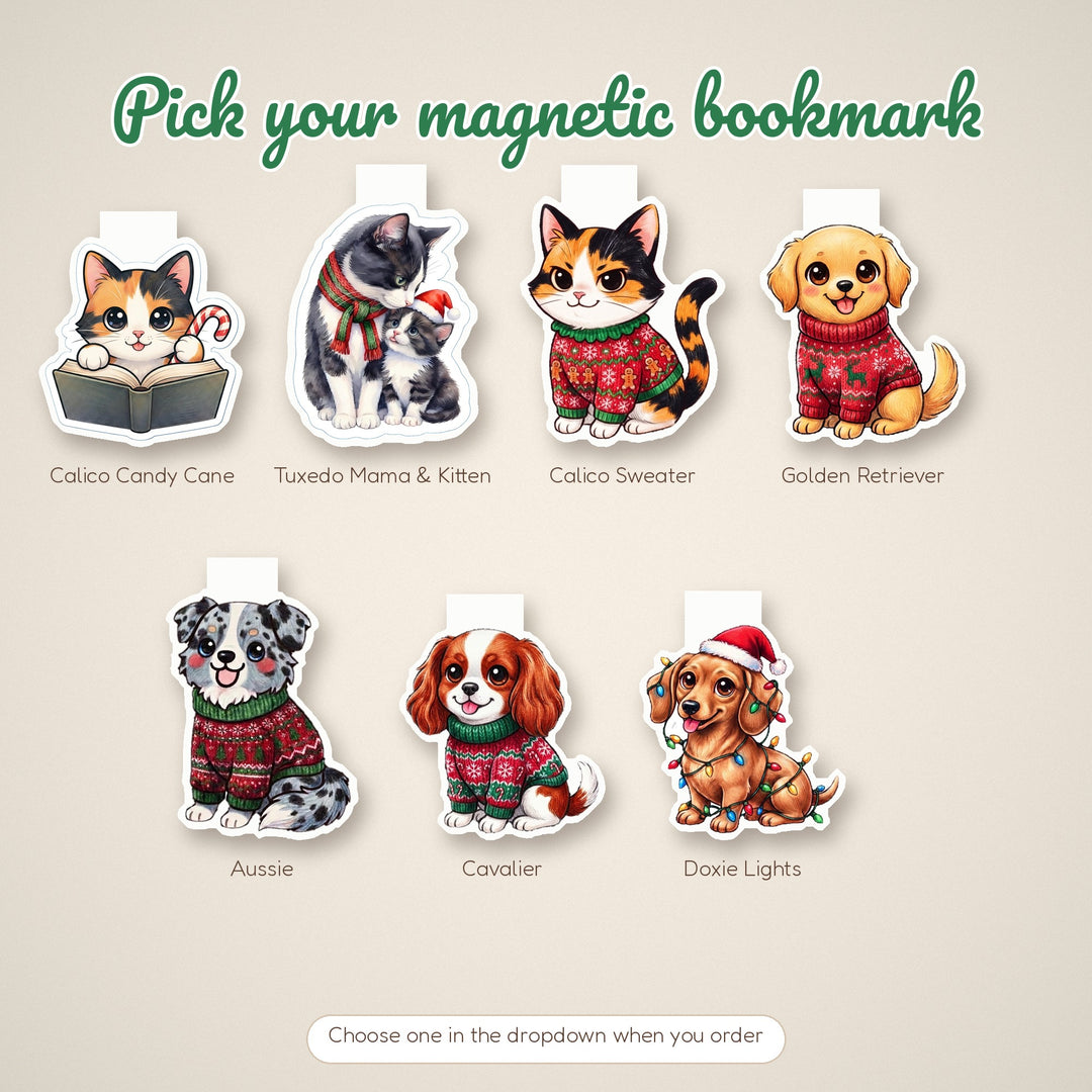 Pick your magnetic bookmark: seven holiday magnetic bookmark choices for the Holiday Reader Gift Set