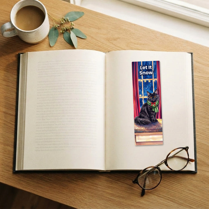 Let It Snow watercolor bookmark on an open book – Designs by Mysh