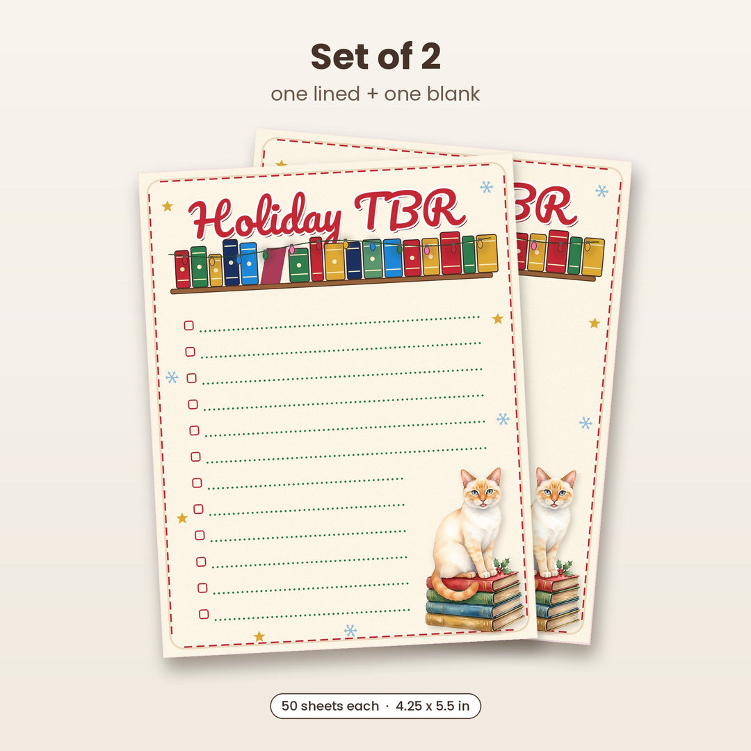 Holiday TBR notepad set of 2, lined and blank