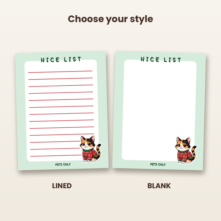 Nice List notepad lined and blank pages side by side