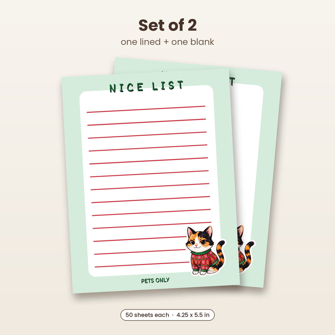 Nice List notepad set of 2, lined and blank