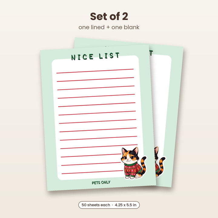 Nice List notepad set of 2, lined and blank