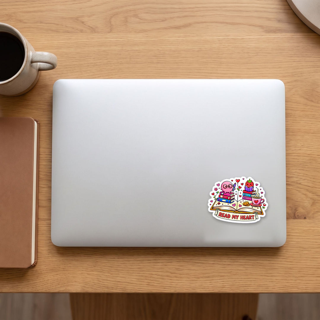 Read My Heart vinyl sticker on a laptop lid – Designs by Mysh