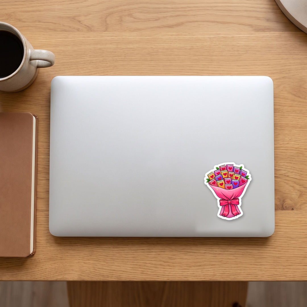 Book Bouquet vinyl sticker on a laptop lid – Designs by Mysh