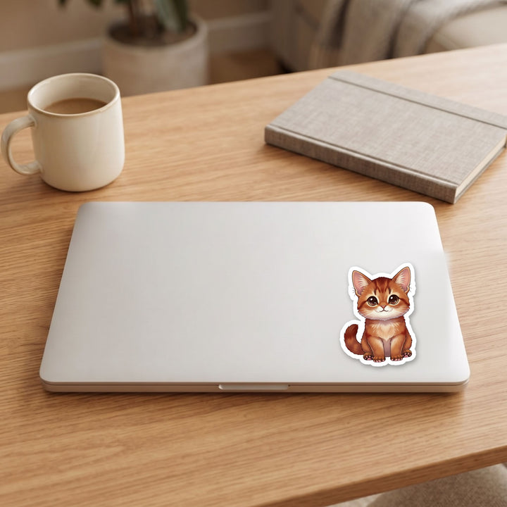 Somali Cinnamon kawaii vinyl sticker on a laptop lid – Designs by Mysh