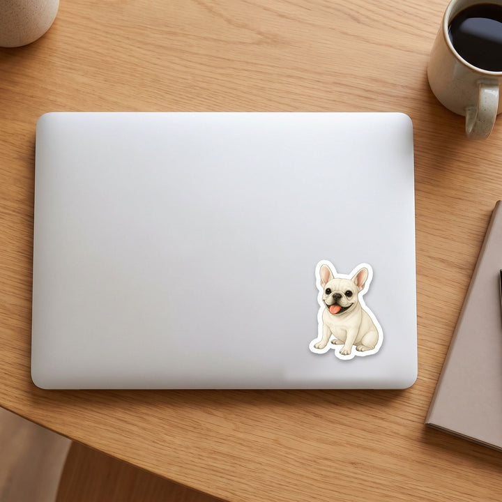 French Bulldog White watercolor vinyl sticker on a laptop lid – Designs by Mysh