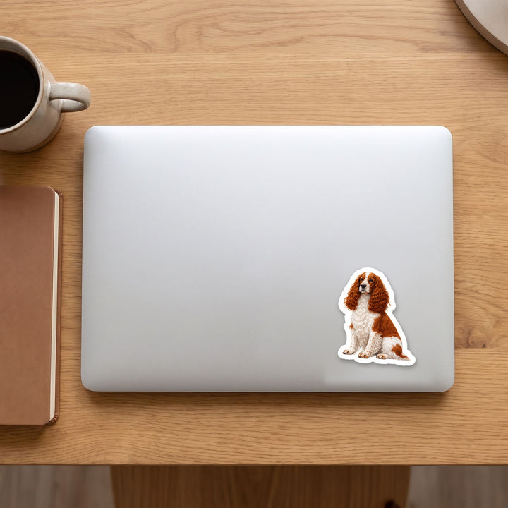 English Cocker Spaniel Red watercolor vinyl sticker on a laptop lid – Designs by Mysh