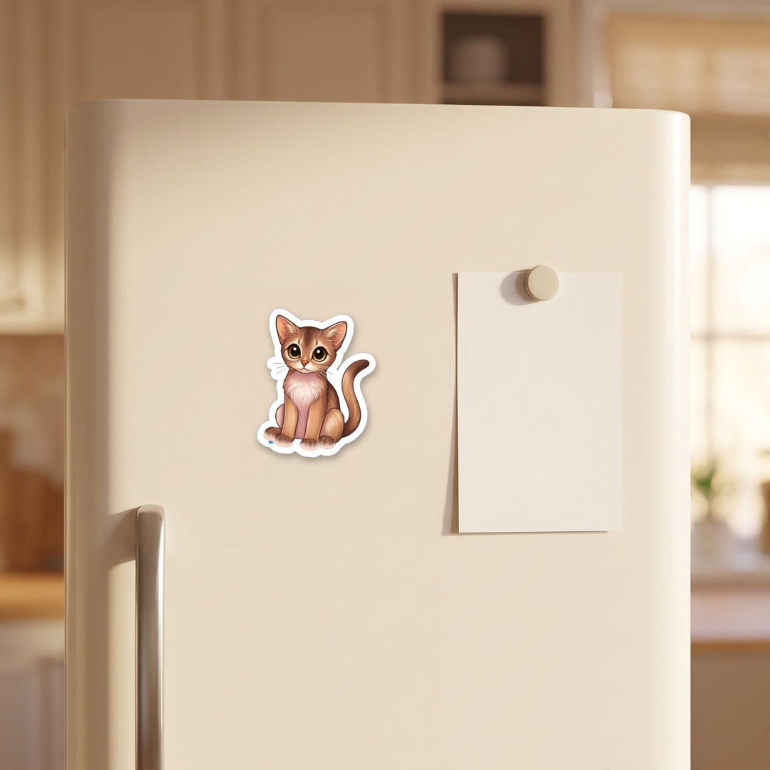 Abyssinian Fawn kawaii fridge magnet on a refrigerator door – Designs by Mysh