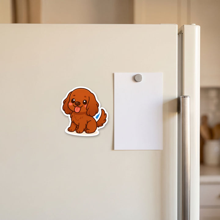 English Cocker Spaniel Red kawaii fridge magnet on a refrigerator door – Designs by Mysh