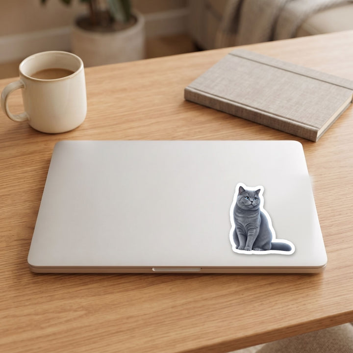 British Shorthair Blue watercolor vinyl sticker on a laptop lid – Designs by Mysh