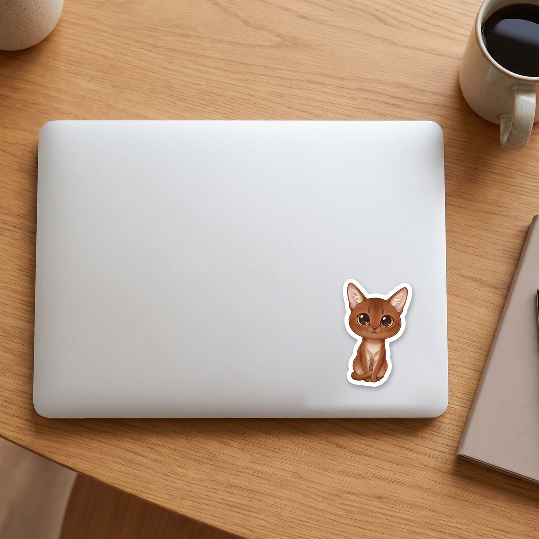 Burmese Sable kawaii vinyl sticker on a laptop lid – Designs by Mysh