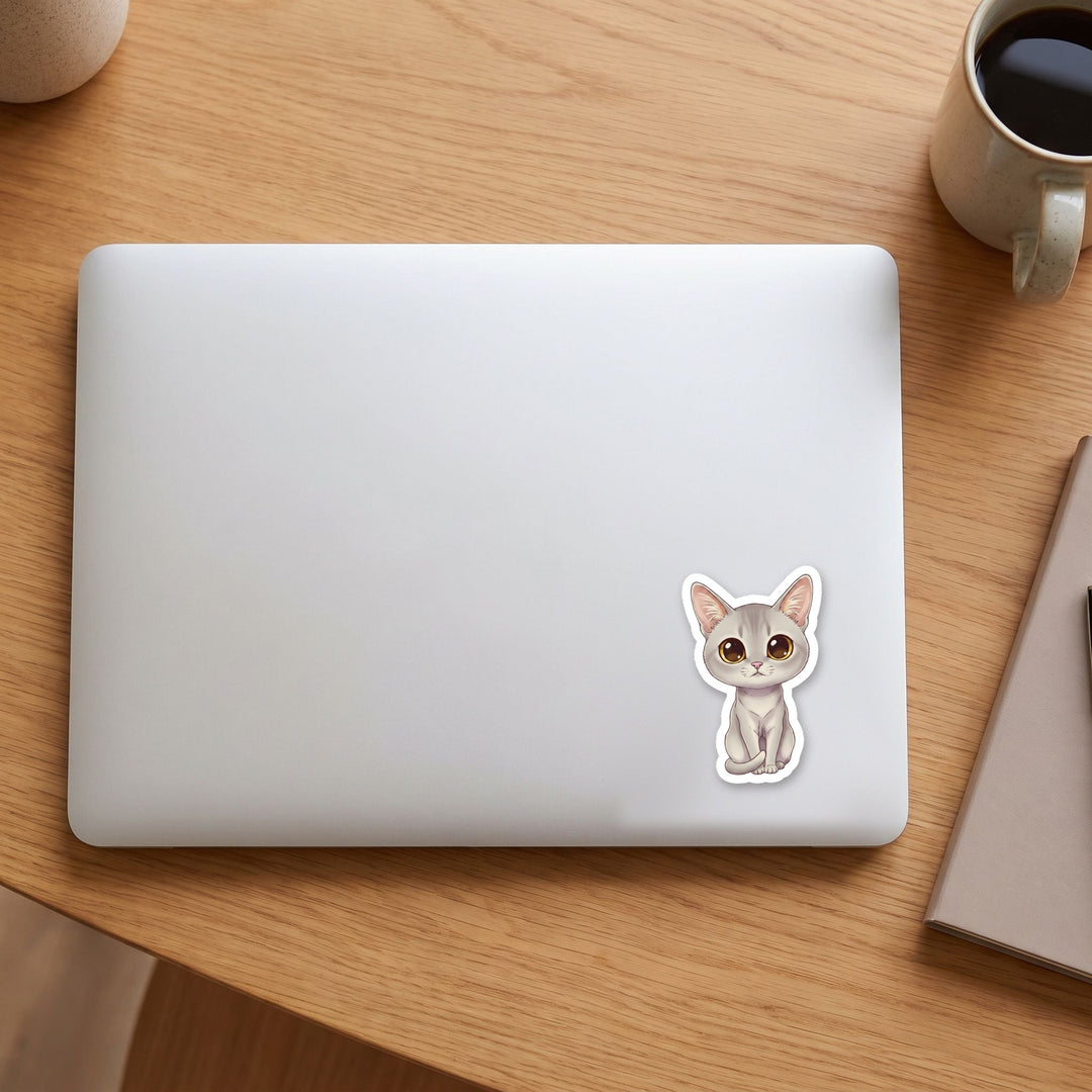 Burmese Platinum kawaii vinyl sticker on a laptop lid – Designs by Mysh