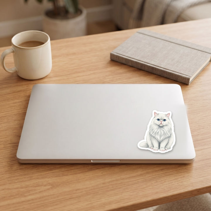 Persian White watercolor vinyl sticker on a laptop lid – Designs by Mysh