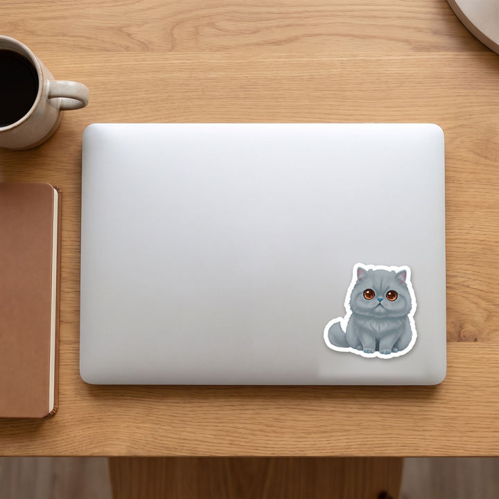 Persian Blue kawaii vinyl sticker on a laptop lid – Designs by Mysh