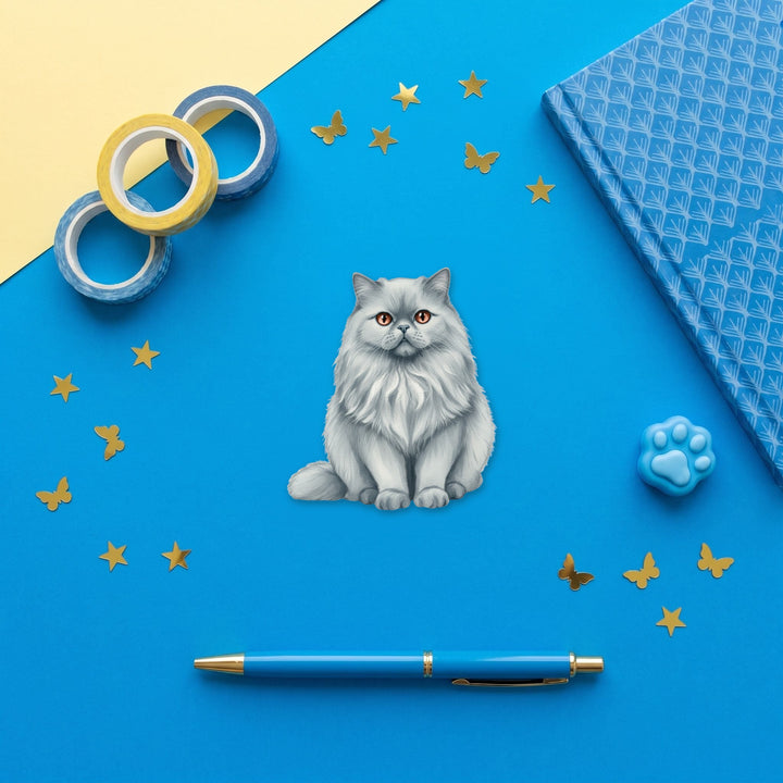 Persian Blue watercolor 3 inch sticker flat lay with blue and yellow stationery – Designs by Mysh