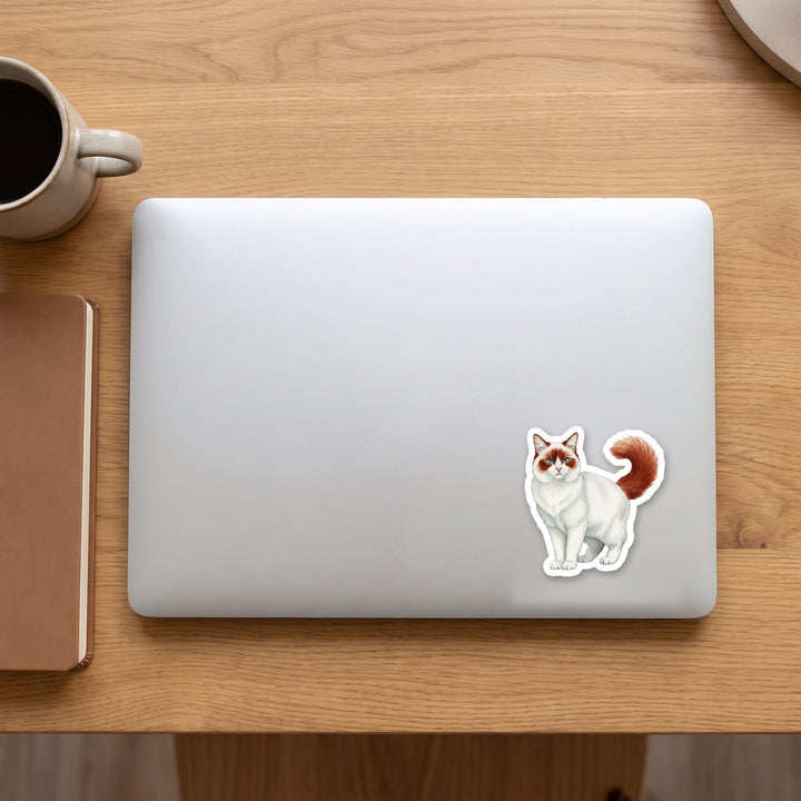 Turkish Van Red and White watercolor vinyl sticker on a laptop lid – Designs by Mysh