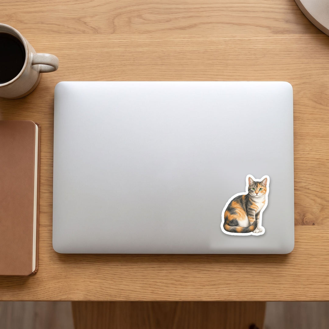 Torbie Calico watercolor vinyl sticker on a laptop lid – Designs by Mysh