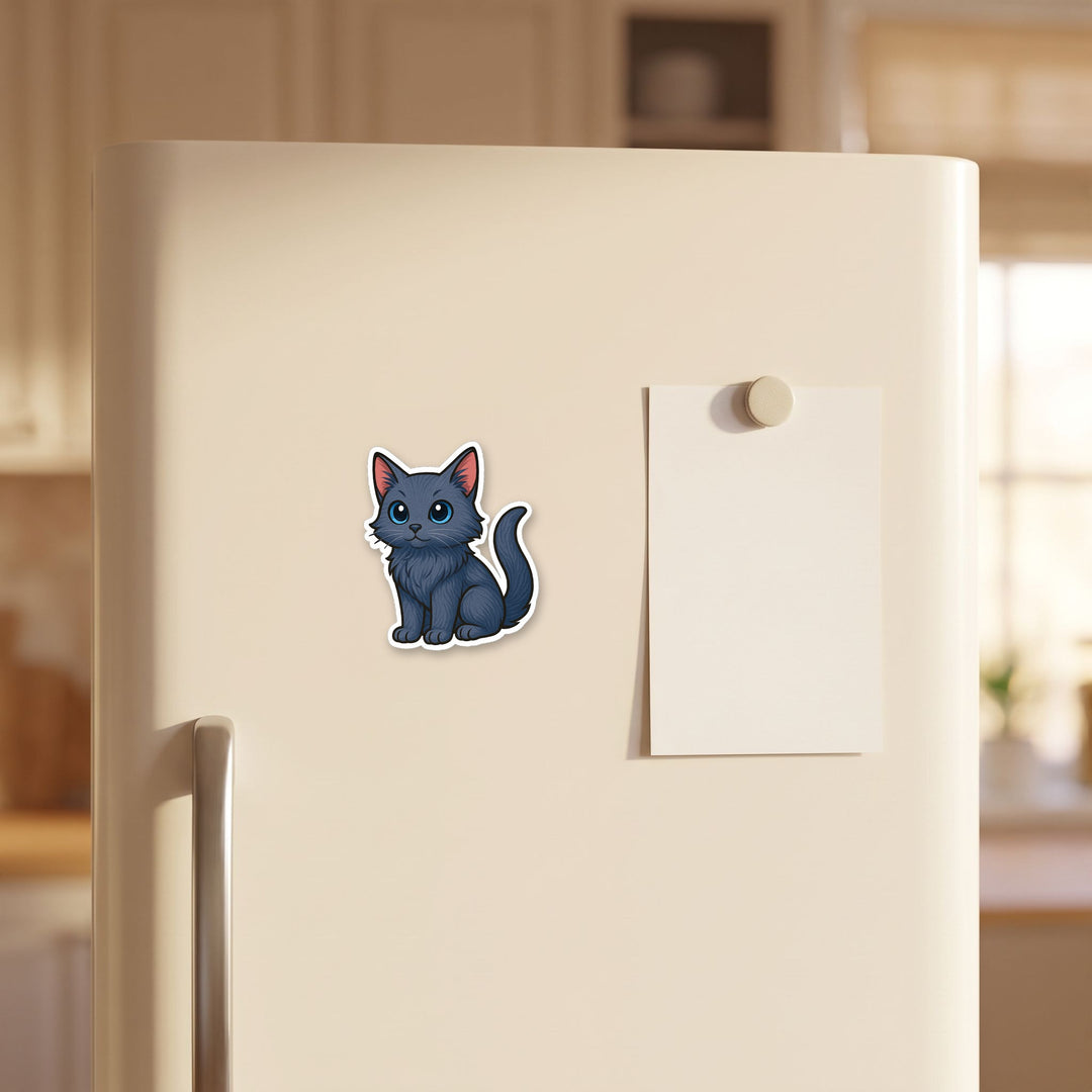 Russian Blue kawaii fridge magnet on a refrigerator door – Designs by Mysh