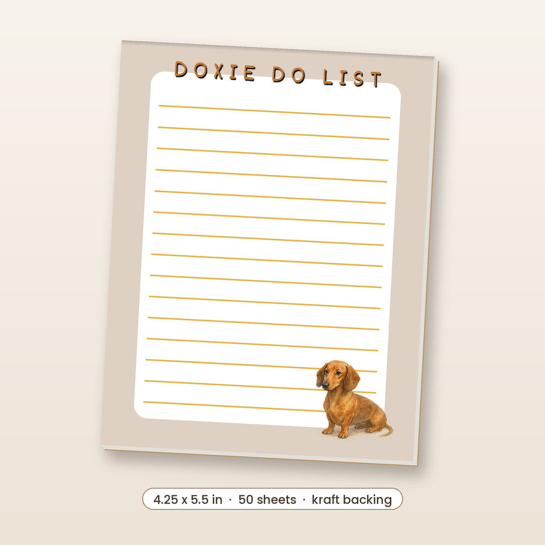 Red Dachshund watercolor notepad, 4.25 x 5.5 inch, 50 sheets